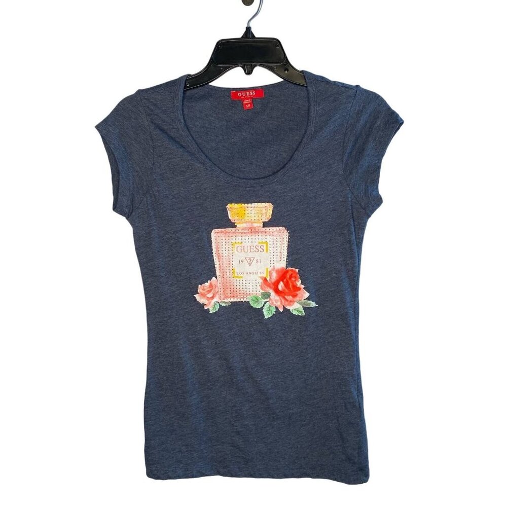 Guess Los Angeles Tee Women's Small Short Sleeve Perfume Roses Graphic Tee